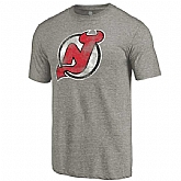 Men's New Jersey Devils Distressed Team Logo Tri Blend T-Shirt Ash FengYun,baseball caps,new era cap wholesale,wholesale hats